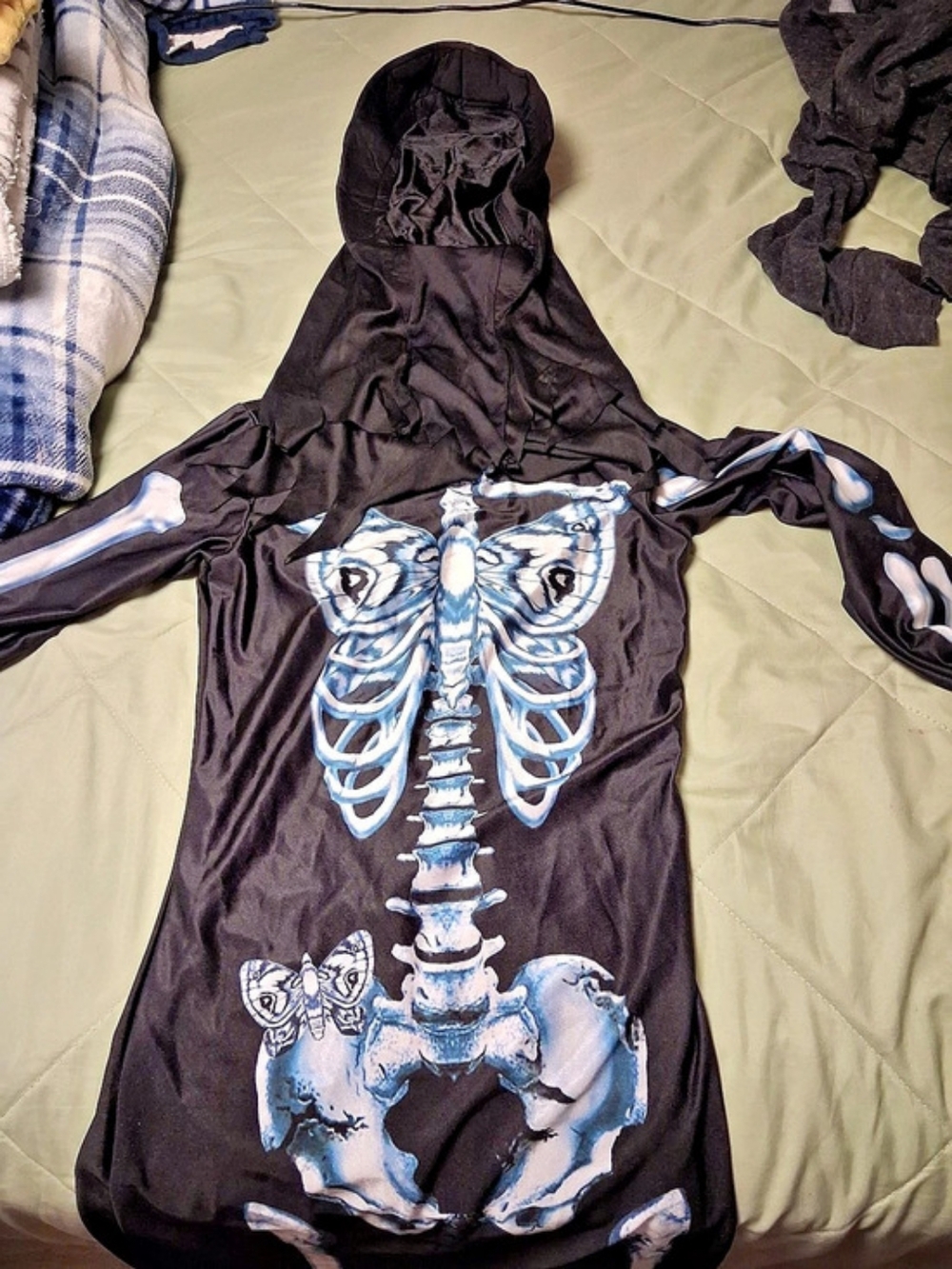 Skeleton Halloween Costume in Black & Blue Like New